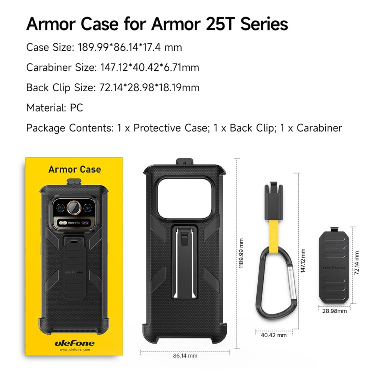 For Ulefone Armor 25T /  25T Pro Ulefone Back Clip Phone Case with Carabiner(Black)