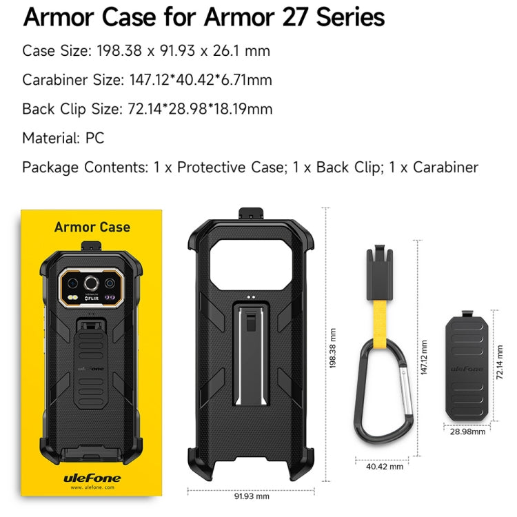 For Ulefone Armor 27 / 27 Pro / 27T / 27T Pro Ulefone Back Clip Phone Case with Carabiner(Black)
