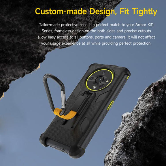 For Ulefone Armor X31 / X31 Pro Ulefone Back Clip Phone Case with Carabiner(Black)