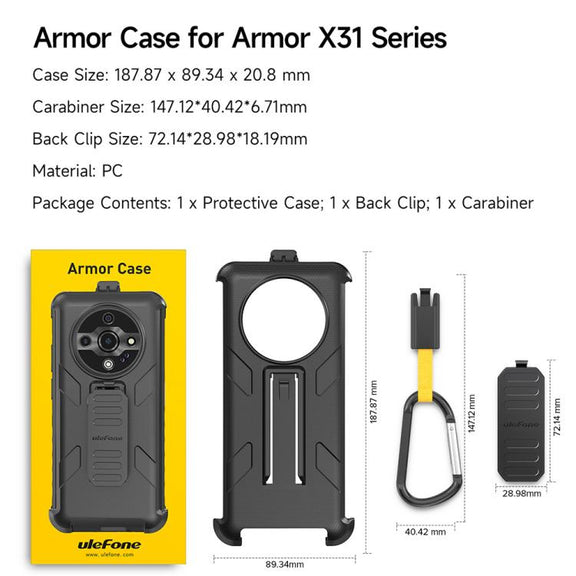 For Ulefone Armor X31 / X31 Pro Ulefone Back Clip Phone Case with Carabiner(Black)