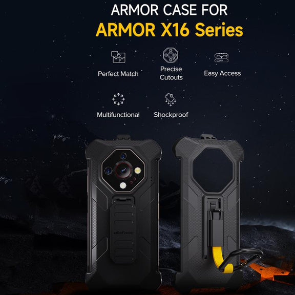 For Ulefone Armor X16 / X16 Pro Ulefone Back Clip Phone Case with Carabiner(Black)