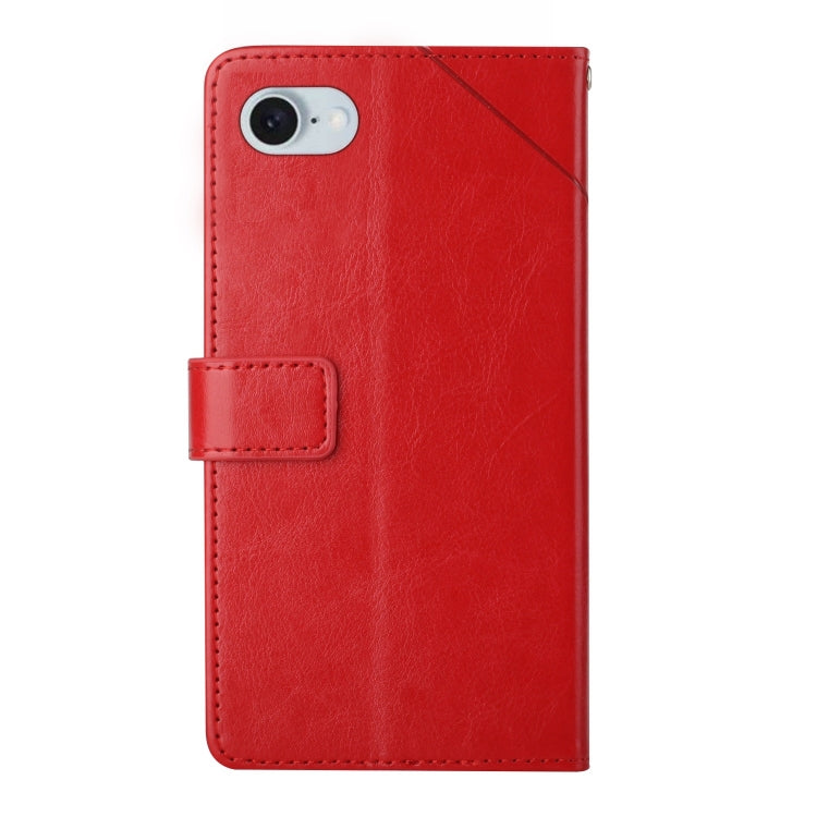 For iPhone SE 2024 HT01 Y-shaped Pattern Flip Leather Phone Case(Red)