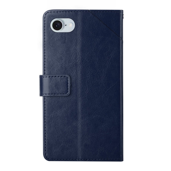 For iPhone SE 2024 HT01 Y-shaped Pattern Flip Leather Phone Case(Blue)