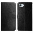 For iPhone 16e HT01 Y-shaped Pattern Flip Leather Phone Case(Black) - iPhone 16e Cases by PMC TechLife | Online Shopping South Africa | PMC TechLife | Buy Now Pay Later Mobicred