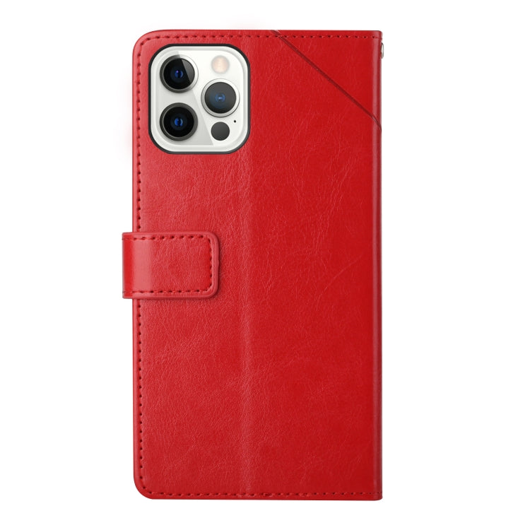 For iPhone 16 Pro HT01 Y-shaped Pattern Flip Leather Phone Case(Red)