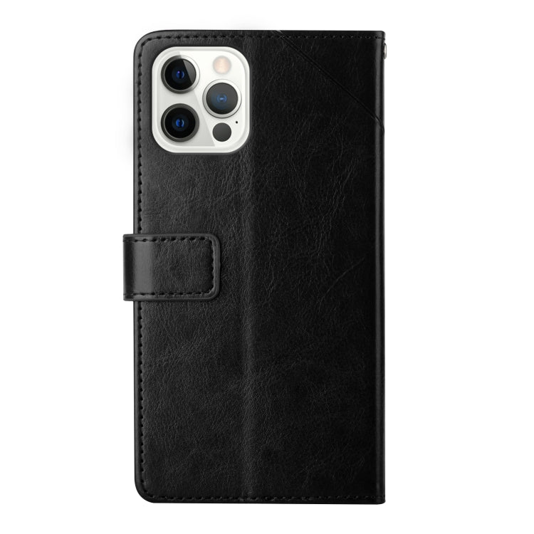 For iPhone 16 Pro HT01 Y-shaped Pattern Flip Leather Phone Case(Black)