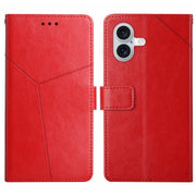 For iPhone 16 Plus HT01 Y-shaped Pattern Flip Leather Phone Case(Red)