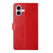 For iPhone 16 Plus HT01 Y-shaped Pattern Flip Leather Phone Case(Red)
