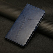 For iPhone 16 Plus HT01 Y-shaped Pattern Flip Leather Phone Case(Blue)