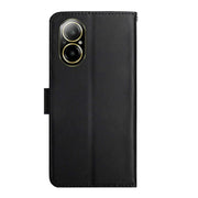 For Realme C67 4G Genuine Leather Fingerprint-proof Flip Phone Case(Black)