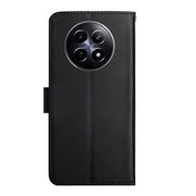 For Realme 12 5G Global Genuine Leather Fingerprint-proof Flip Phone Case(Black)