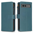 For Google Pixel 7a 9 Card Slots Zipper Wallet Leather Flip Phone Case(Green) - Google Cases by PMC TechLife | Online Shopping South Africa | PMC TechLife | Buy Now Pay Later Mobicred