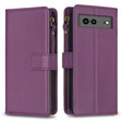 For Google Pixel 7a 9 Card Slots Zipper Wallet Leather Flip Phone Case(Dark Purple) - Google Cases by PMC TechLife | Online Shopping South Africa | PMC TechLife | Buy Now Pay Later Mobicred