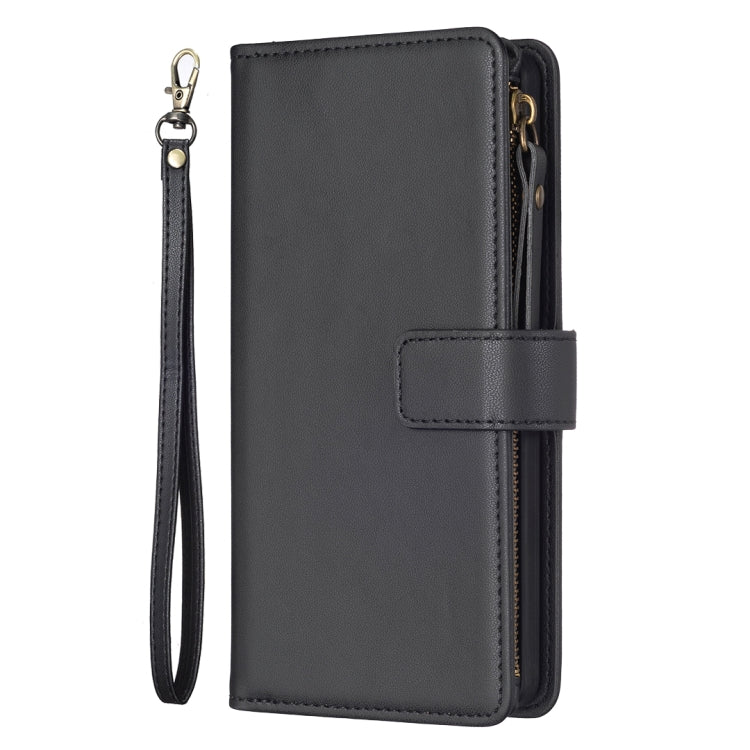 For Google Pixel 7a 9 Card Slots Zipper Wallet Leather Flip Phone Case(Black)
