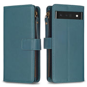 For Google Pixel 7 Pro 9 Card Slots Zipper Wallet Leather Flip Phone Case(Green)