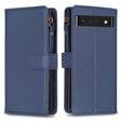 For Google Pixel 7 Pro 9 Card Slots Zipper Wallet Leather Flip Phone Case(Blue) - Google Cases by PMC TechLife | Online Shopping South Africa | PMC TechLife | Buy Now Pay Later Mobicred