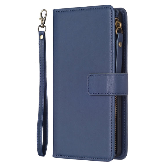 For Google Pixel 7 Pro 9 Card Slots Zipper Wallet Leather Flip Phone Case(Blue)