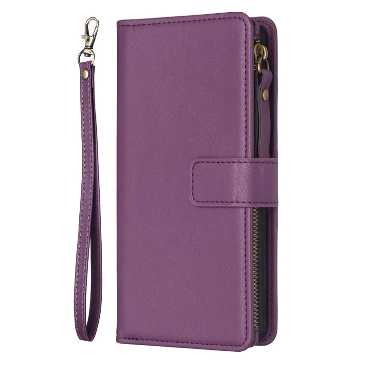 For Google Pixel 7 Pro 9 Card Slots Zipper Wallet Leather Flip Phone Case(Dark Purple)