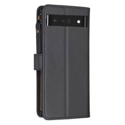 For Google Pixel 7 Pro 9 Card Slots Zipper Wallet Leather Flip Phone Case(Black)