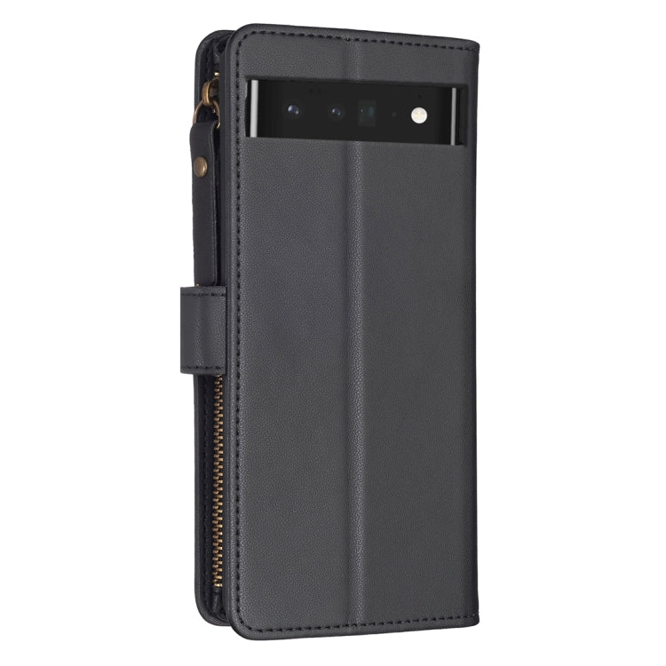 For Google Pixel 7 Pro 9 Card Slots Zipper Wallet Leather Flip Phone Case(Black)