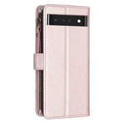 For Google Pixel 7 Pro 9 Card Slots Zipper Wallet Leather Flip Phone Case(Rose Gold)