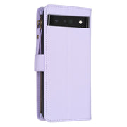 For Google Pixel 7 Pro 9 Card Slots Zipper Wallet Leather Flip Phone Case(Light Purple)