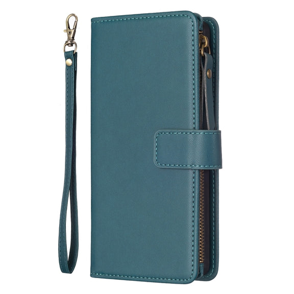 For Google Pixel 7 9 Card Slots Zipper Wallet Leather Flip Phone Case(Green)