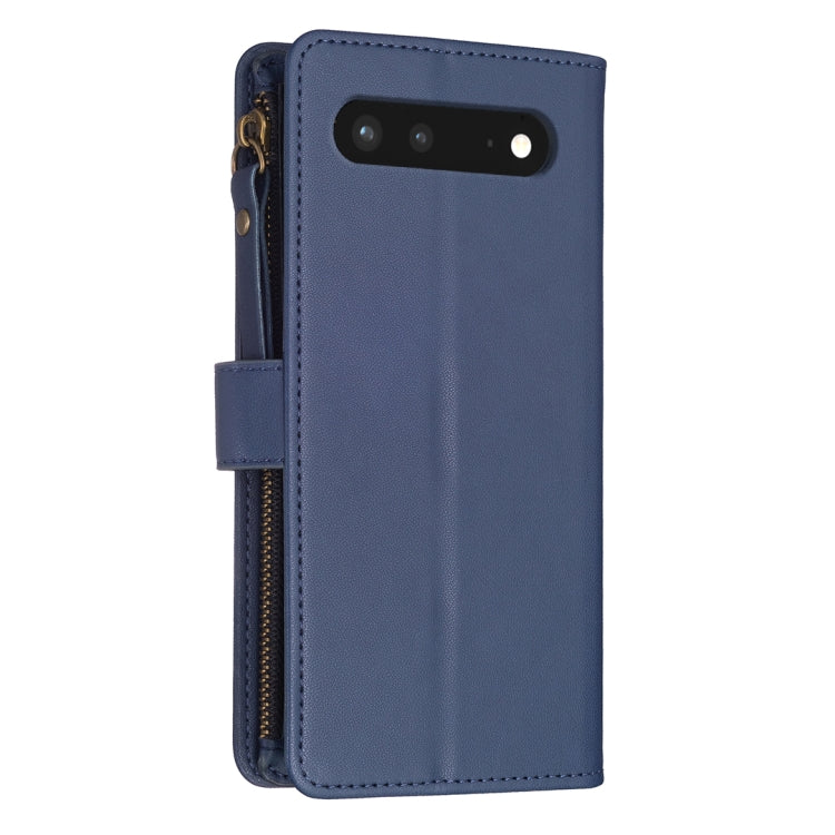 For Google Pixel 7 9 Card Slots Zipper Wallet Leather Flip Phone Case(Blue)