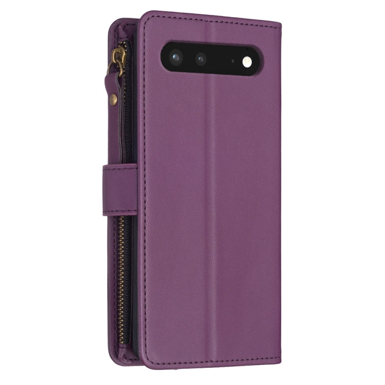 For Google Pixel 7 9 Card Slots Zipper Wallet Leather Flip Phone Case(Dark Purple)