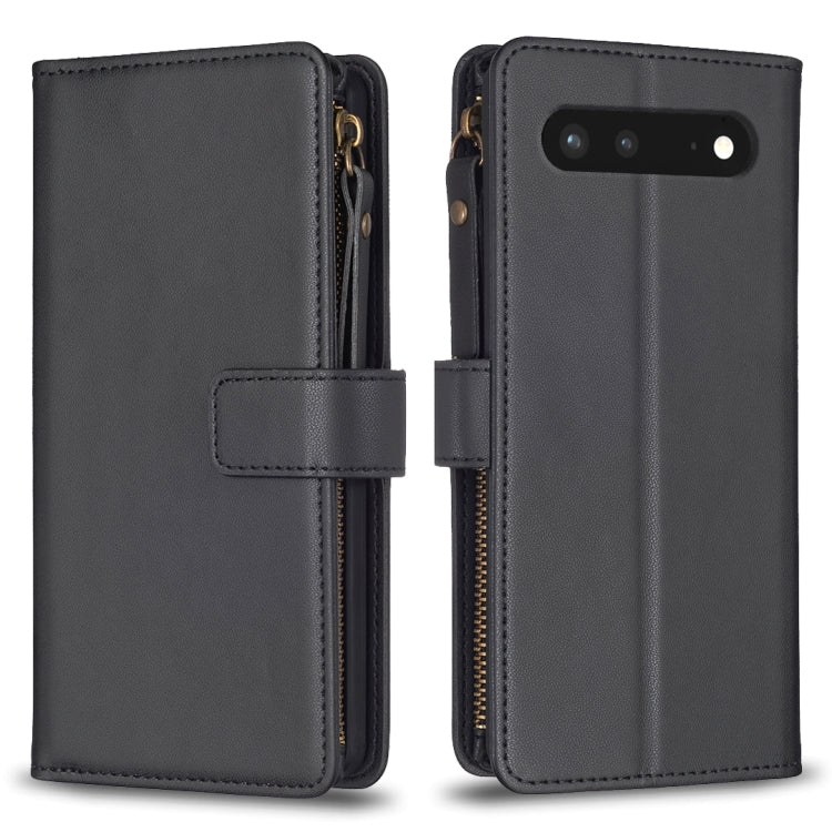 For Google Pixel 7 9 Card Slots Zipper Wallet Leather Flip Phone Case(Black)
