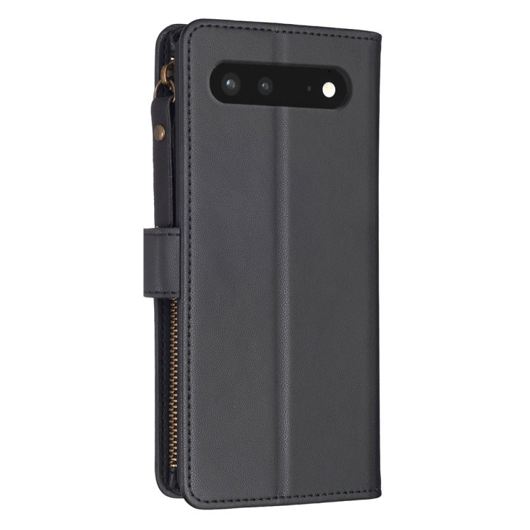 For Google Pixel 7 9 Card Slots Zipper Wallet Leather Flip Phone Case(Black)