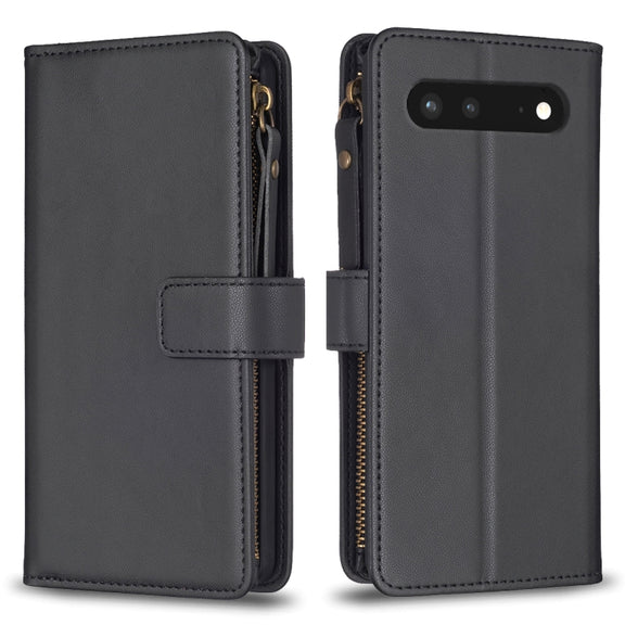 For Google Pixel 7 9 Card Slots Zipper Wallet Leather Flip Phone Case(Black)