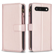 For Google Pixel 7 9 Card Slots Zipper Wallet Leather Flip Phone Case(Rose Gold)