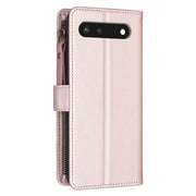 For Google Pixel 7 9 Card Slots Zipper Wallet Leather Flip Phone Case(Rose Gold)
