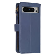 For Google Pixel 8 Pro 9 Card Slots Zipper Wallet Leather Flip Phone Case(Blue)