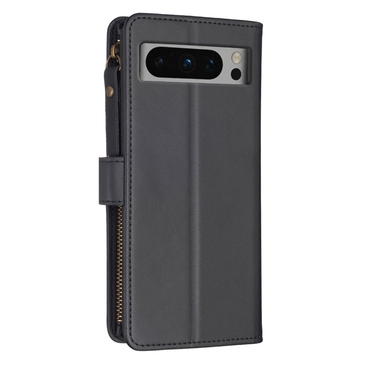 For Google Pixel 8 Pro 9 Card Slots Zipper Wallet Leather Flip Phone Case(Black)