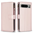 For Google Pixel 8 Pro 9 Card Slots Zipper Wallet Leather Flip Phone Case(Rose Gold) - Google Cases by PMC TechLife | Online Shopping South Africa | PMC TechLife | Buy Now Pay Later Mobicred