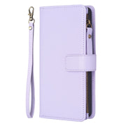For Google Pixel 8 Pro 9 Card Slots Zipper Wallet Leather Flip Phone Case(Light Purple)