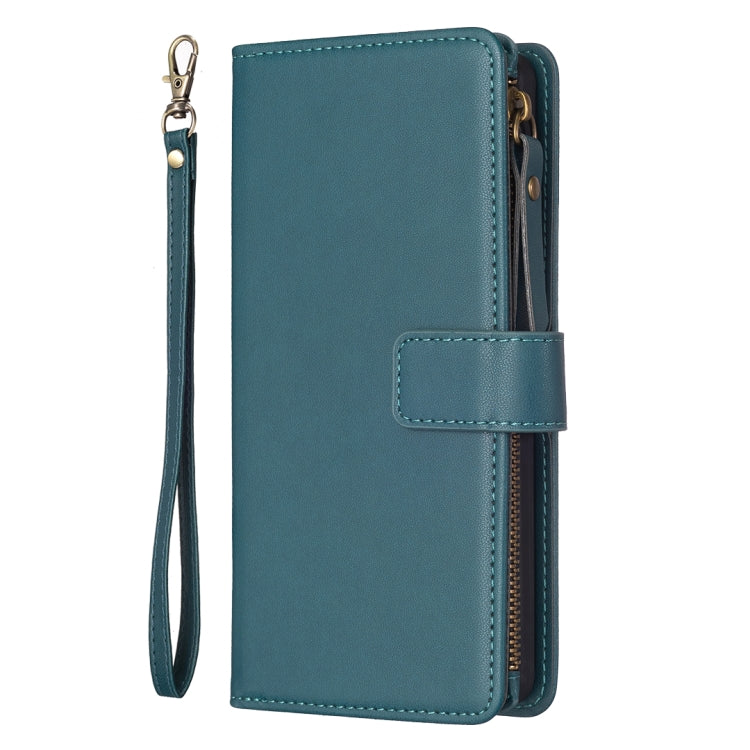 For Google Pixel 8 9 Card Slots Zipper Wallet Leather Flip Phone Case(Green)
