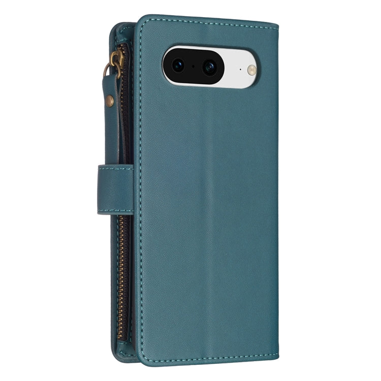 For Google Pixel 8 9 Card Slots Zipper Wallet Leather Flip Phone Case(Green)