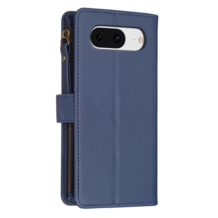 For Google Pixel 8 9 Card Slots Zipper Wallet Leather Flip Phone Case(Blue)