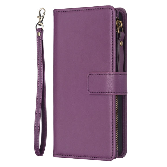 For Google Pixel 8 9 Card Slots Zipper Wallet Leather Flip Phone Case(Dark Purple)