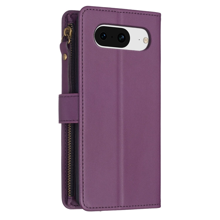 For Google Pixel 8 9 Card Slots Zipper Wallet Leather Flip Phone Case(Dark Purple)