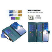 For iPhone 16 Pro Max 9 Card Slots Zipper Wallet Leather Flip Phone Case(Green)