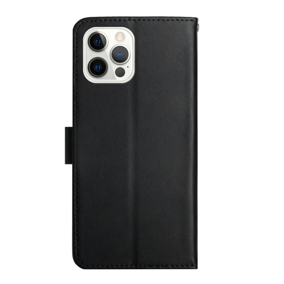 For iPhone 16 Pro Max Genuine Leather Fingerprint-proof Flip Phone Case(Black)