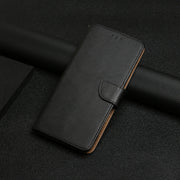For iPhone 16 Plus Genuine Leather Fingerprint-proof Flip Phone Case(Black)