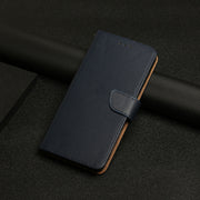 For iPhone 16 Plus Genuine Leather Fingerprint-proof Flip Phone Case(Blue)