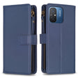 For Xiaomi Redmi 12C 9 Card Slots Zipper Wallet Leather Flip Phone Case(Blue) - Xiaomi Cases by PMC TechLife | Online Shopping South Africa | PMC TechLife