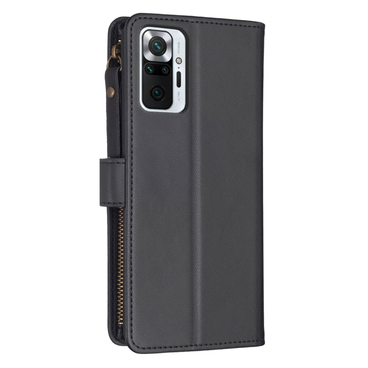 For Xiaomi Redmi Note 10 Pro 9 Card Slots Zipper Wallet Leather Flip Phone Case(Black)