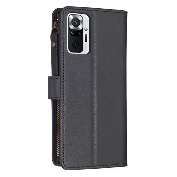 For Xiaomi Redmi Note 10 Pro 9 Card Slots Zipper Wallet Leather Flip Phone Case(Black)
